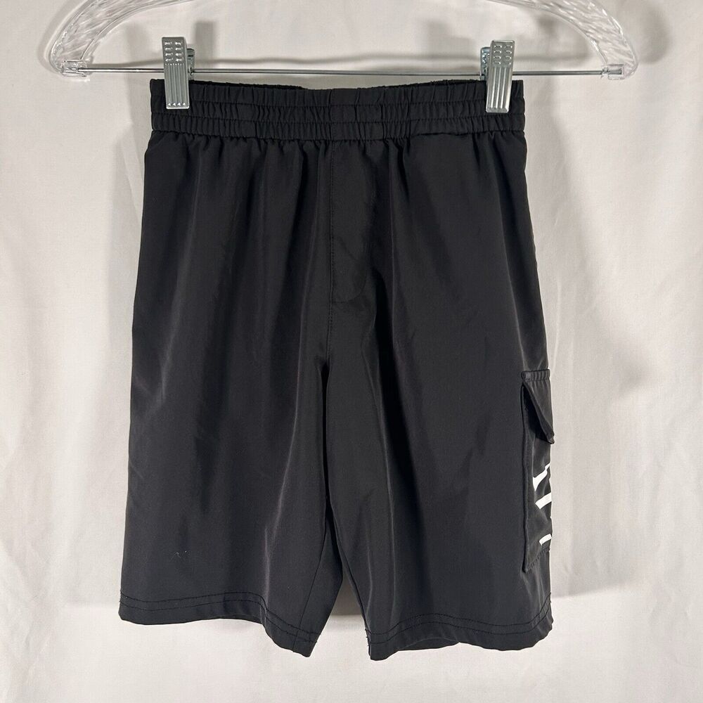 Nike 3 Brand Shorts Boys Small Black Pull On Cargo Pocket Polyester Elastic Wais